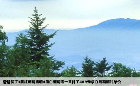 爸爸买了3瓶红葡萄酒和4瓶白葡萄酒一共付了489元求白葡萄酒的单价