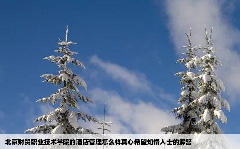 北京财贸职业技术学院的酒店管理怎么样真心希望知情人士的解答