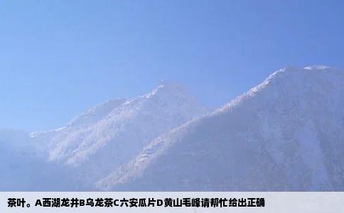 茶叶。A西湖龙井B乌龙茶C六安瓜片D黄山毛峰请帮忙给出正确