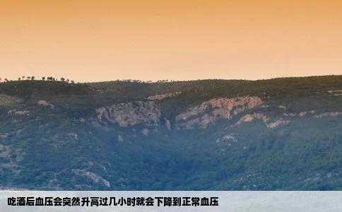 吃酒后血压会突然升高过几小时就会下降到正常血压
