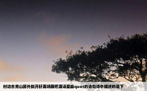 村边合青山郭外斜开轩面场圃把酒话桑麻quot的诗句诗中描述的是下