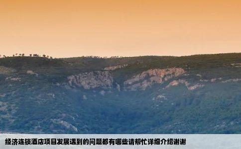 经济连锁酒店项目发展遇到的问题都有哪些请帮忙详细介绍谢谢