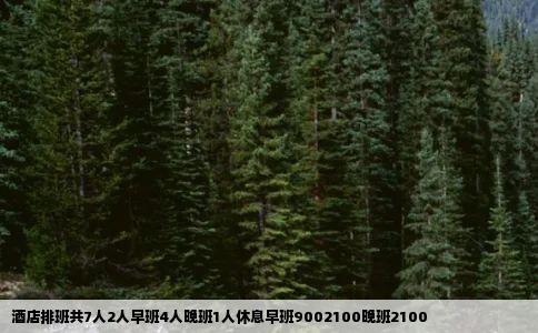 酒店排班共7人2人早班4人晚班1人休息早班9002100晚班2100