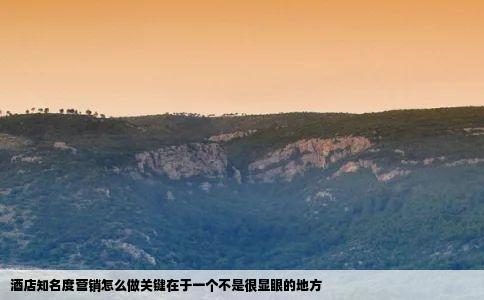 酒店知名度营销怎么做关键在于一个不是很显眼的地方
