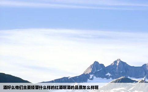 酒好么他们主要经营什么样的红酒啊酒的品质怎么样啊