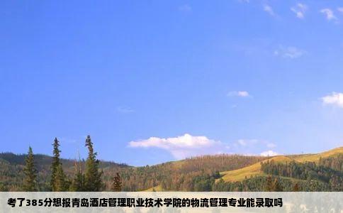 考了385分想报青岛酒店管理职业技术学院的物流管理专业能录取吗