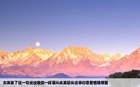 女友发了这一句说说敬你一杯酒从此莫回头往事归零爱恨随意我