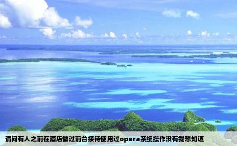 请问有人之前在酒店做过前台接待使用过opera系统操作没有我想知道