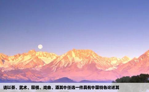 请以茶、武术、围棋、戏曲、酒其中任选一件具有中国特色论述其