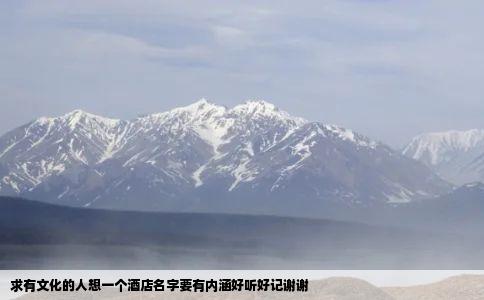 求有文化的人想一个酒店名字要有内涵好听好记谢谢