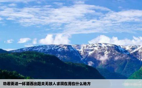 劝君更进一杯酒西出阳关无故人求现在用在什么地方