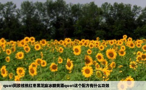 quot阿胶核桃红枣黑芝麻冰糖黄酒quot这个配方有什么功效