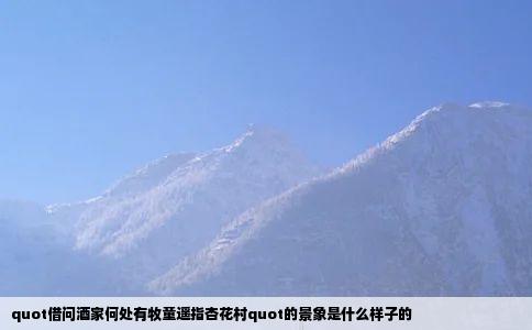 quot借问酒家何处有牧童遥指杏花村quot的景象是什么样子的