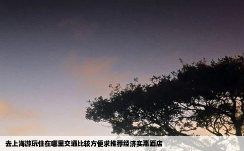 去上海游玩住在哪里交通比较方便求推荐经济实惠酒店