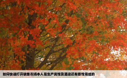如何快速打开销售市场本人是生产宾馆及酒店还有餐馆用纸的