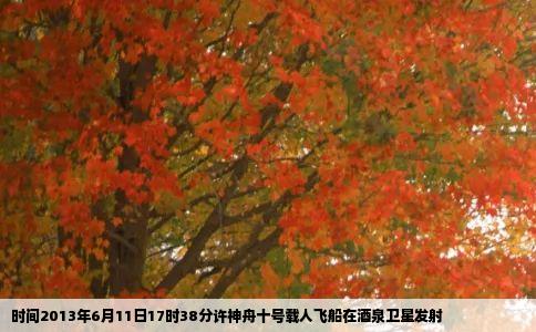 时间2013年6月11日17时38分许神舟十号载人飞船在酒泉卫星发射