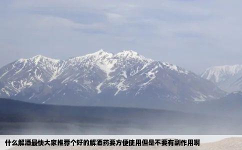 什么解酒最快大家推荐个好的解酒药要方便使用但是不要有副作用啊
