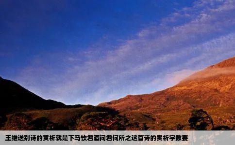王维送别诗的赏析就是下马饮君酒问君何所之这首诗的赏析字数要
