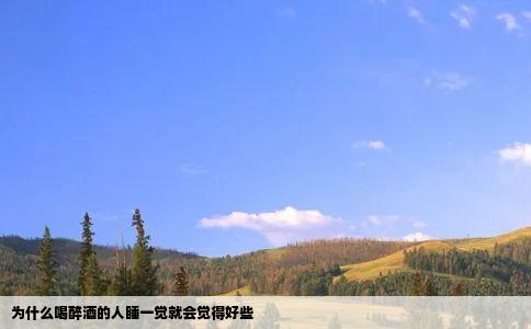 为什么喝醉酒的人睡一觉就会觉得好些
