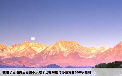 我喝了点酒然后老婆不乐意了让我写检讨必须写的500字急啊