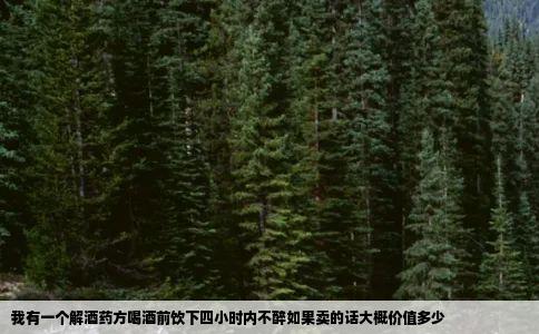 我有一个解酒药方喝酒前饮下四小时内不醉如果卖的话大概价值多少