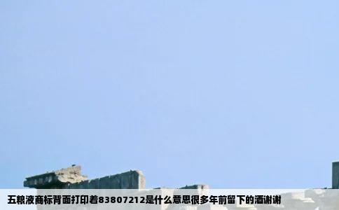 五粮液商标背面打印着83807212是什么意思很多年前留下的酒谢谢