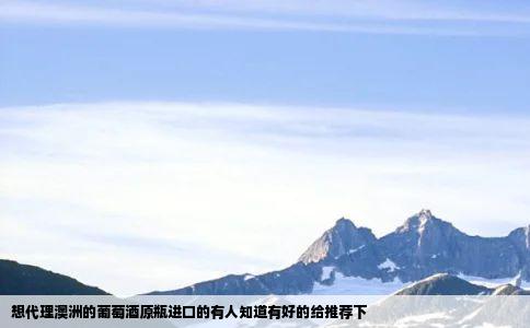 想代理澳洲的葡萄酒原瓶进口的有人知道有好的给推荐下