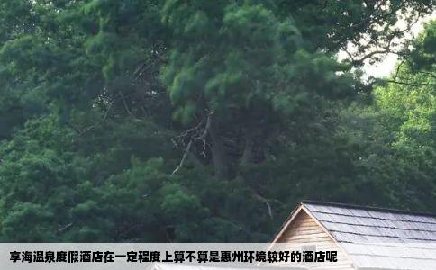 享海温泉度假酒店在一定程度上算不算是惠州环境较好的酒店呢