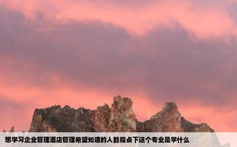 想学习企业管理酒店管理希望知道的人能指点下这个专业是学什么