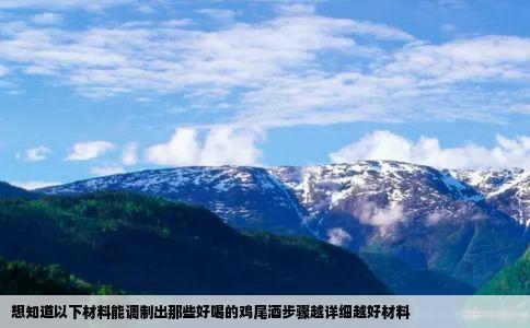 想知道以下材料能调制出那些好喝的鸡尾酒步骤越详细越好材料