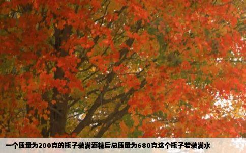 一个质量为200克的瓶子装满酒精后总质量为680克这个瓶子若装满水