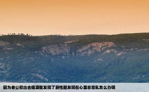 因为老公和出去喝酒我发现了异性朋友现在心里非常乱怎么办呢