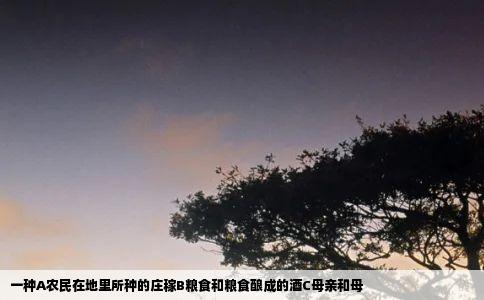 一种A农民在地里所种的庄稼B粮食和粮食酿成的酒C母亲和母