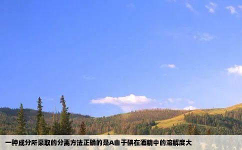 一种成分所采取的分离方法正确的是A由于碘在酒精中的溶解度大