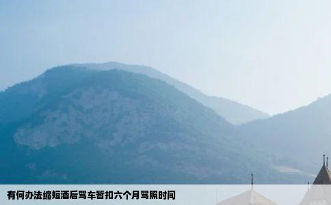 有何办法缩短酒后驾车暂扣六个月驾照时间