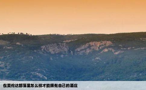 在奥伦达部落里怎么样才能拥有自己的酒庄