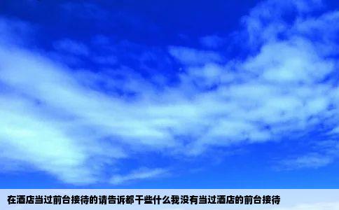 在酒店当过前台接待的请告诉都干些什么我没有当过酒店的前台接待