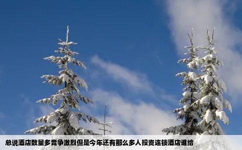 总说酒店数量多竞争激烈但是今年还有那么多人投资连锁酒店谁给